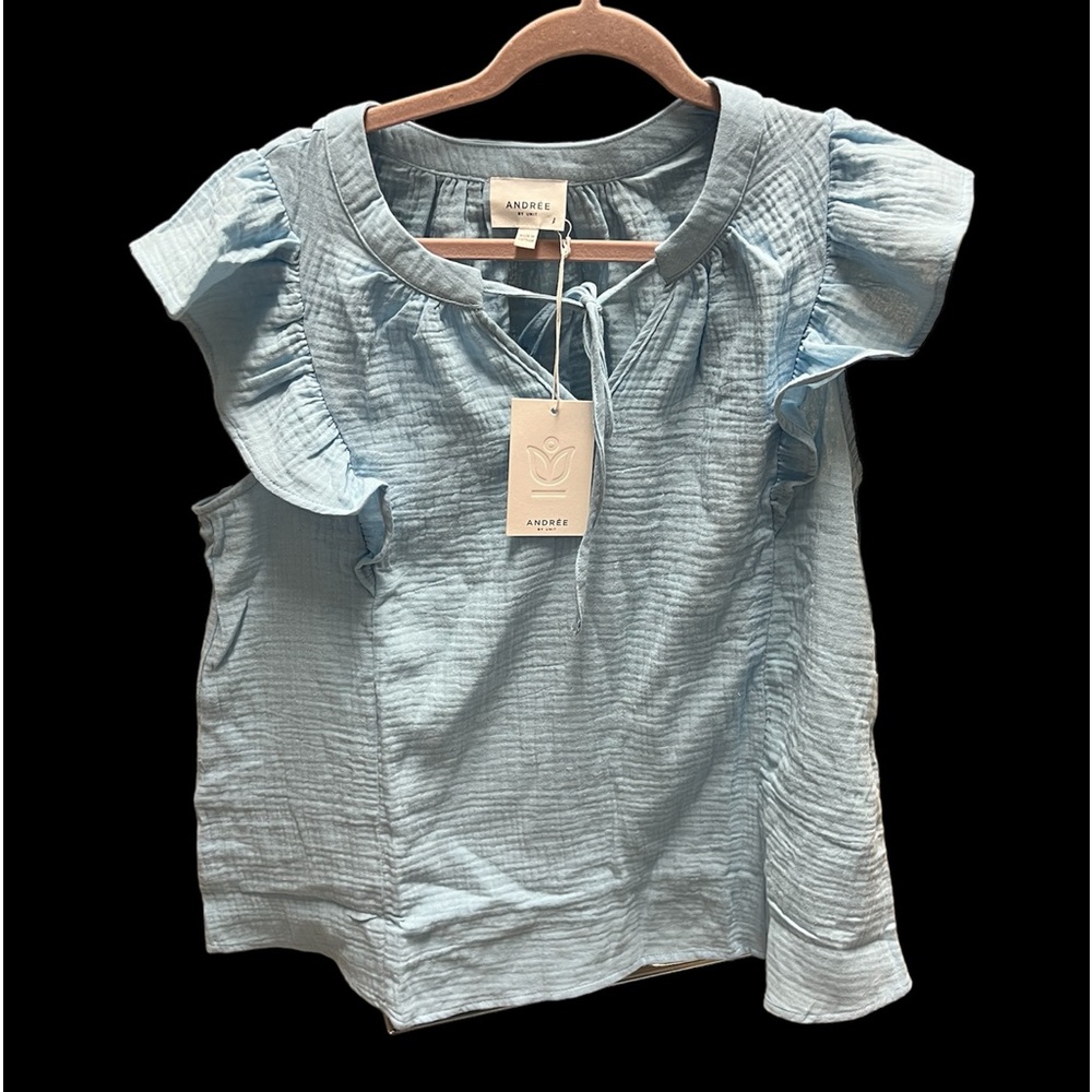 Andree By Unit Sherrie Gauze Top in light blue